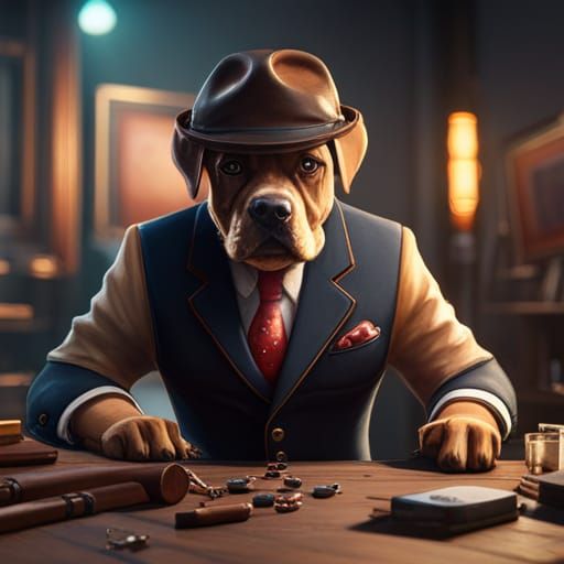 Urban Dog Smoking Cigar in Cinematic 3D