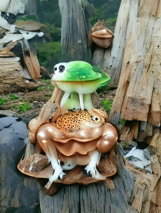 A Frog in Fancy Dress on a Mushroom