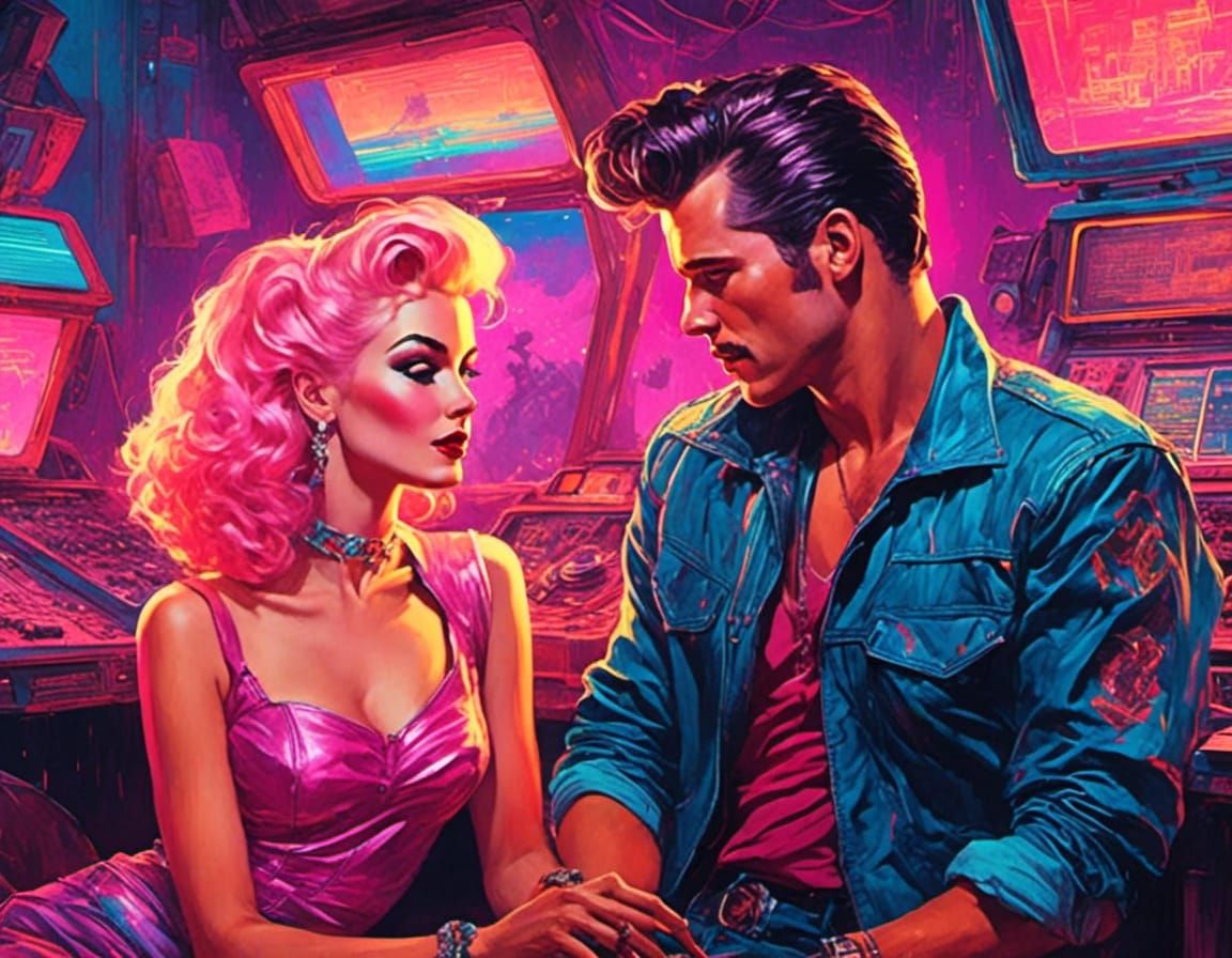 Synthwave Portrait of a Man in Neon Colors