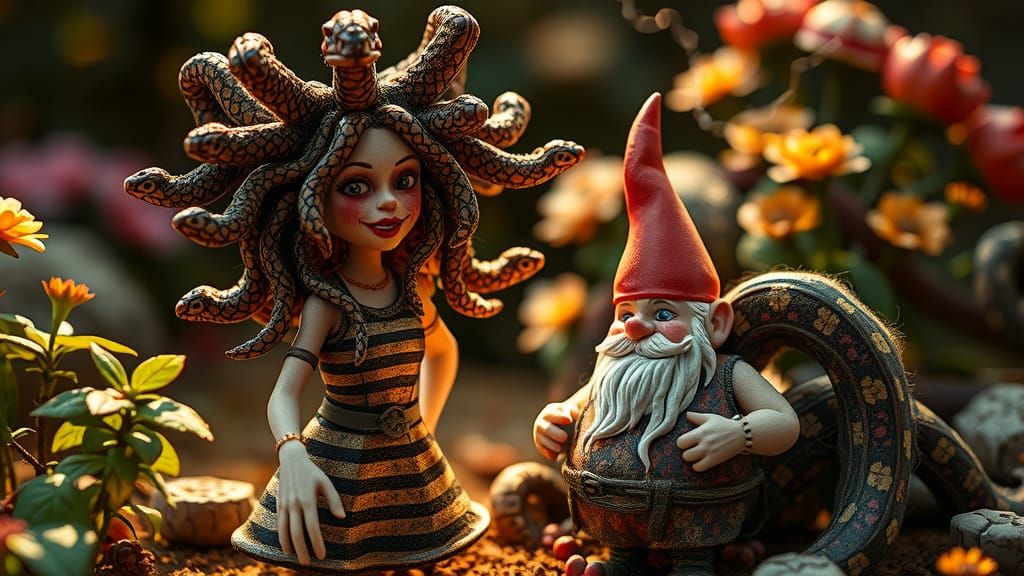 Medusa Turns Gnome to Stone: Claymation in Burton Style