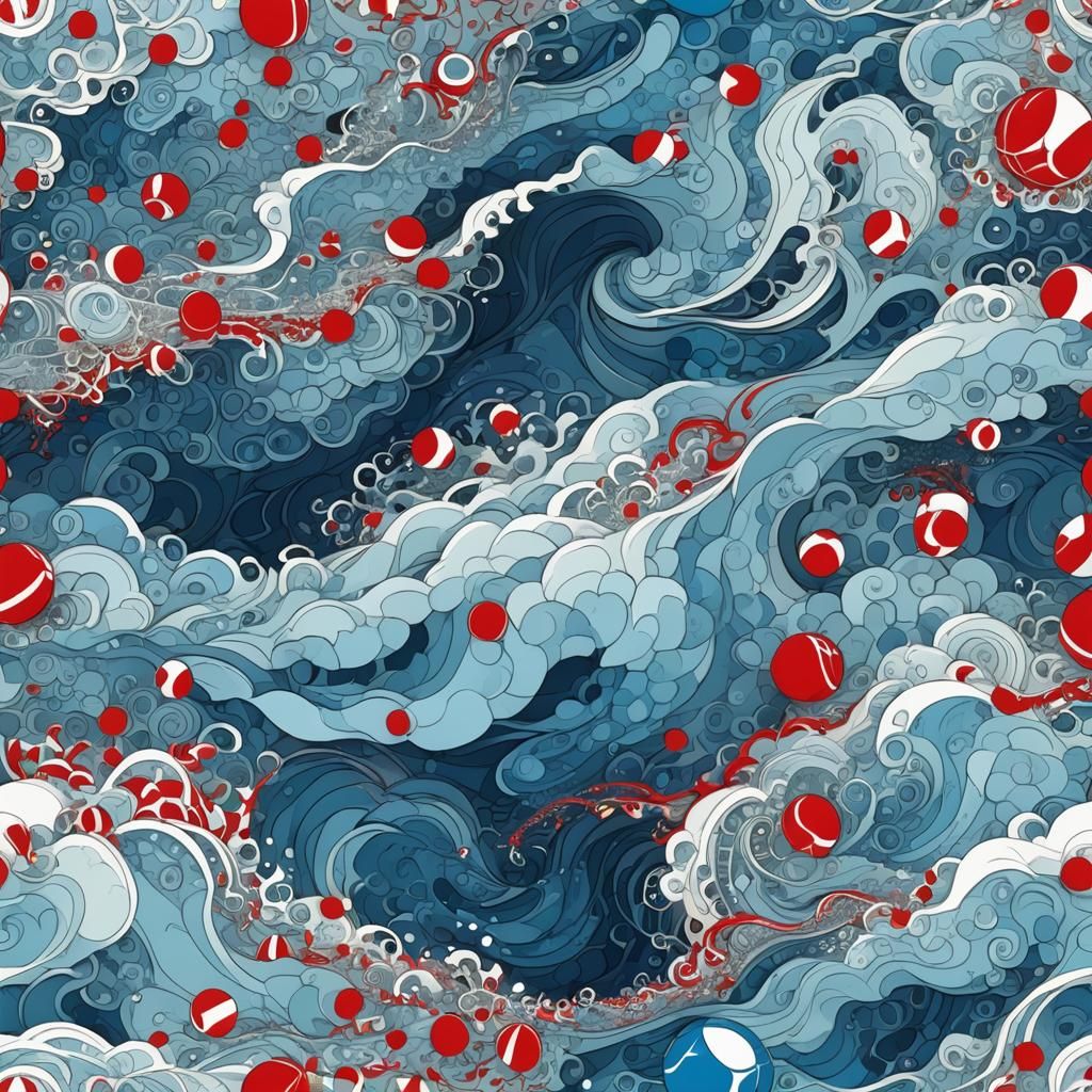 Abstract Fractal Beach with Zentangle Patterns