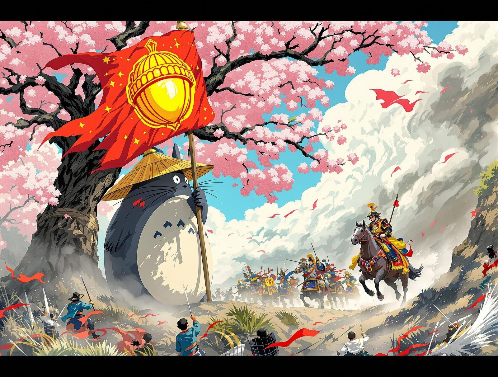 Totoro at Sekigahara in Superflat Style