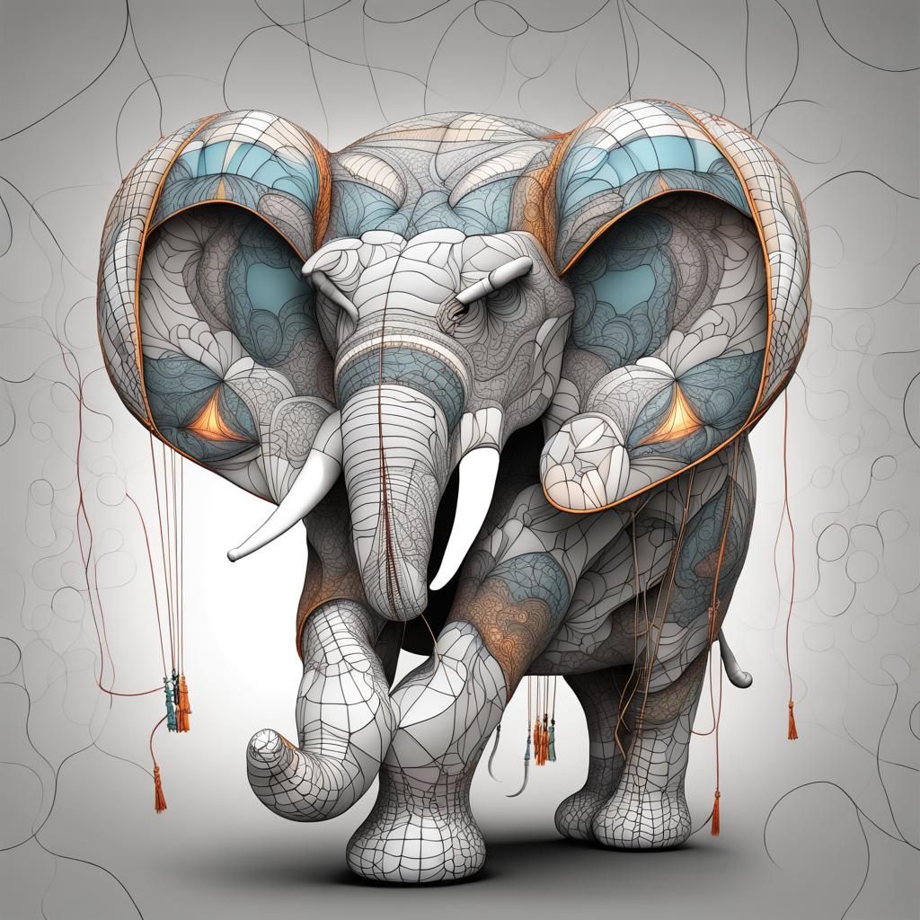Elephant Parade Balloon with Abstract Fractal Design
