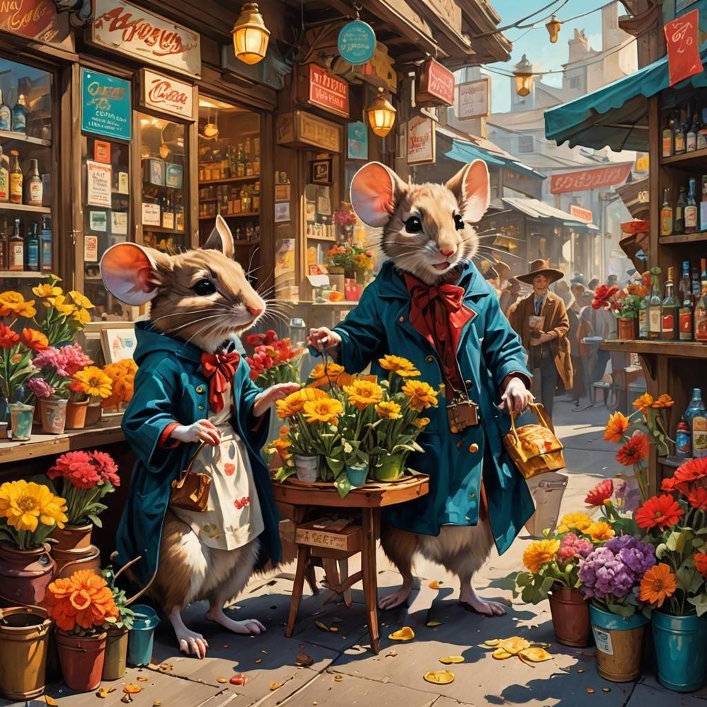 Magical Mice Buy Flowers in Santa Cruz