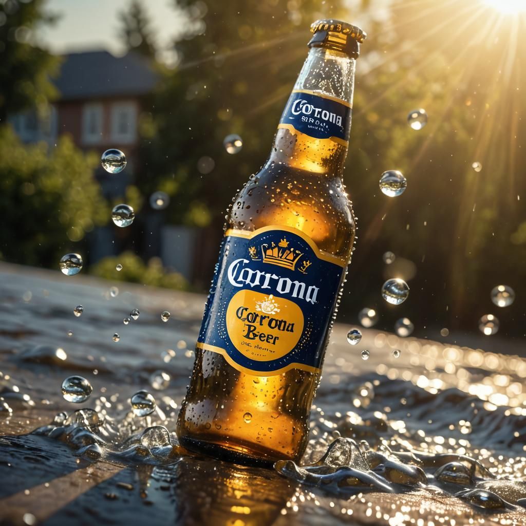 Icy Corona Beer Bottle in the Sun