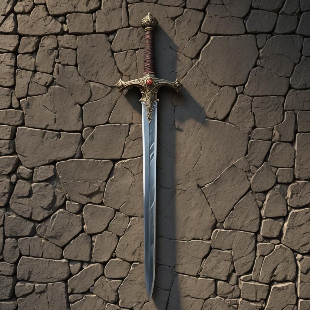 Sword hanging on a wall