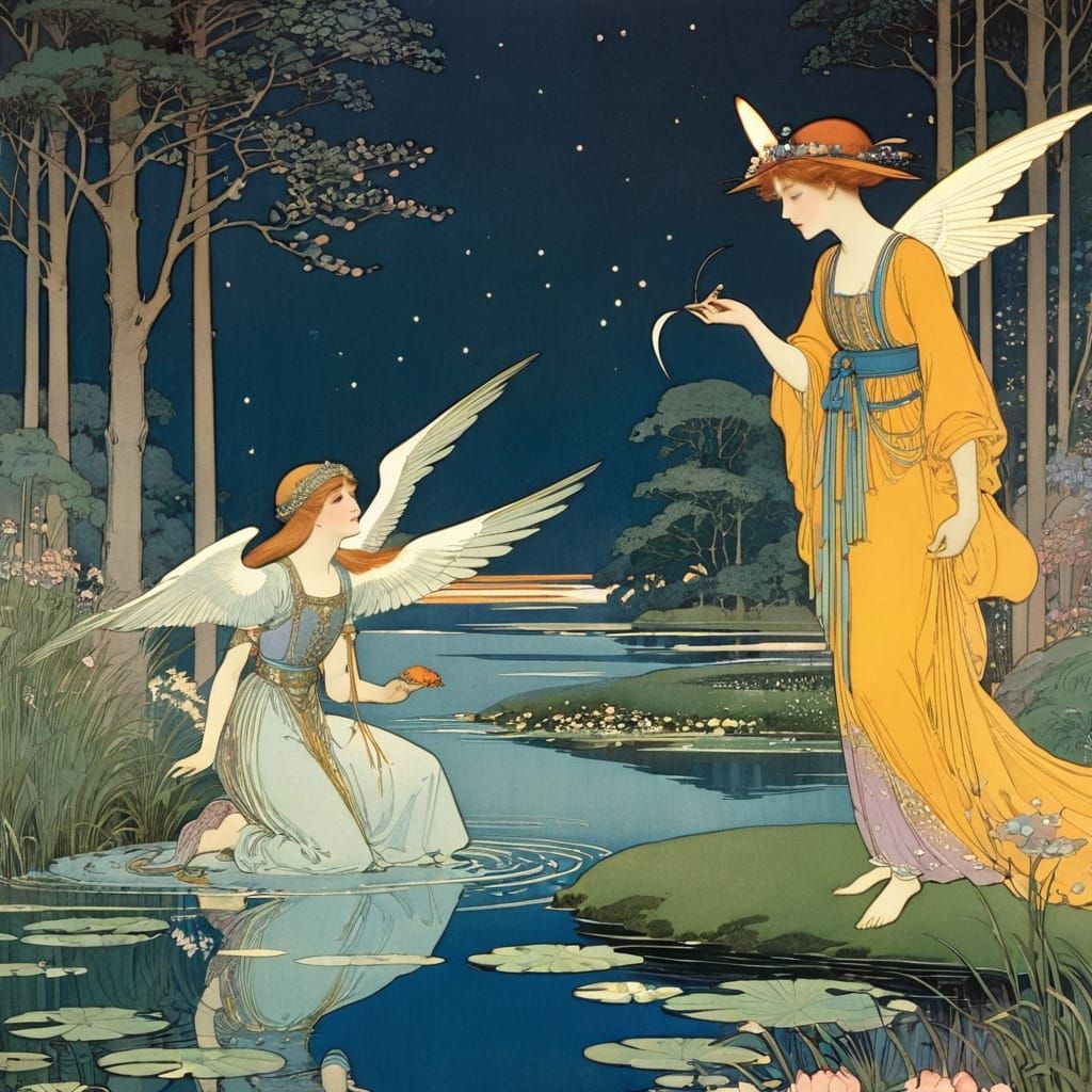 Enchanting Fairytale Scene in Golden Age Illustration Style