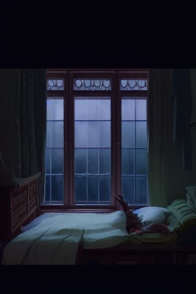 Dark Academia Dorm Room in Ghibli Style