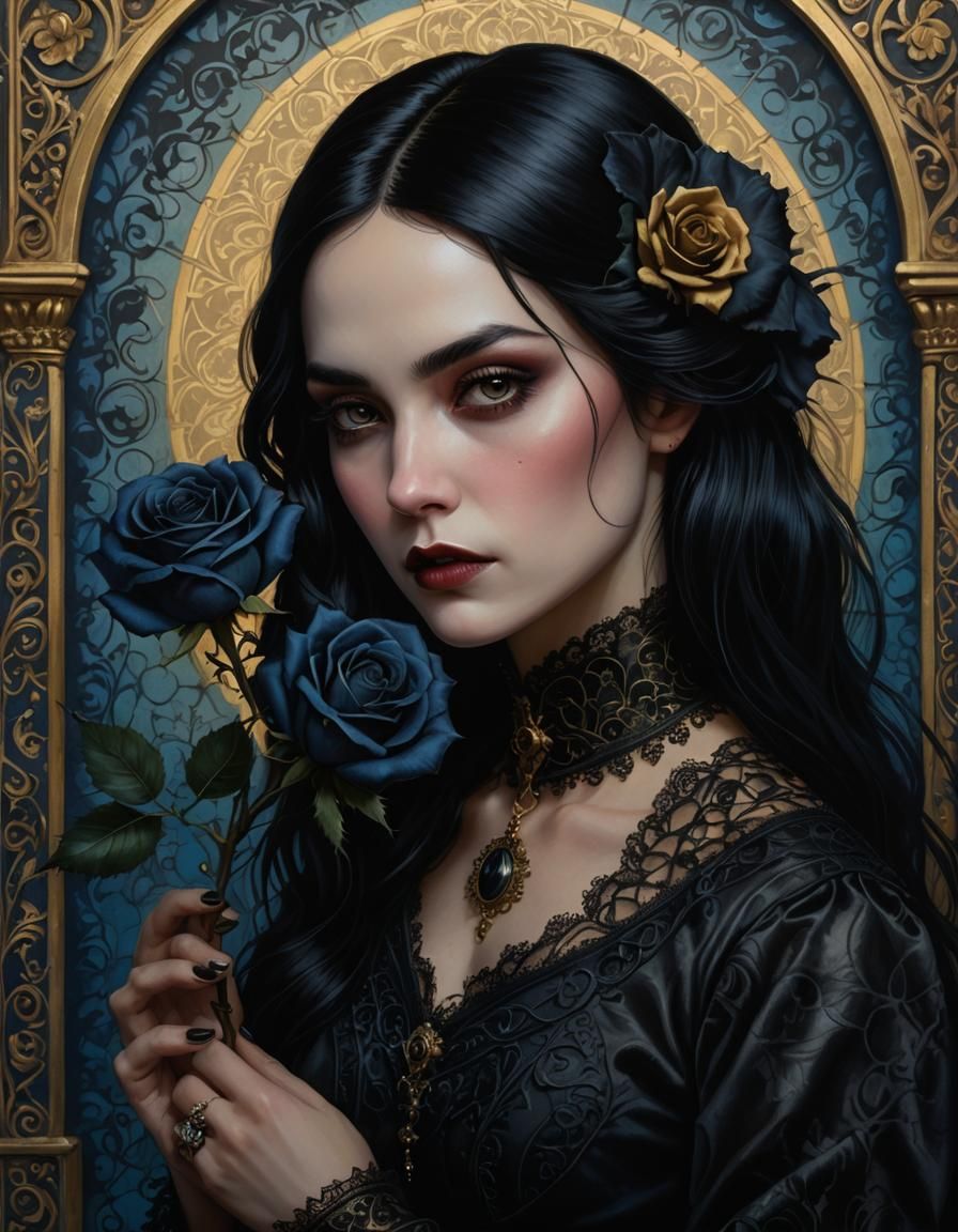 Gothic Woman Portrait in Dark Romanticism Style