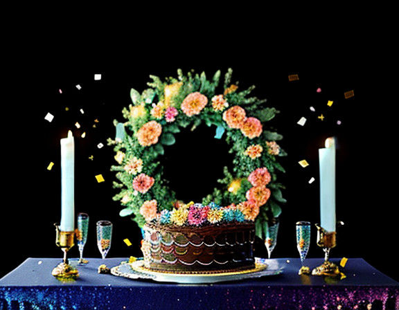 Joyful Candlelit Celebration in a Festive Party Room