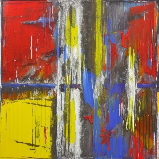 Abstract Expressionist Farmhouse in Allover Painting Style