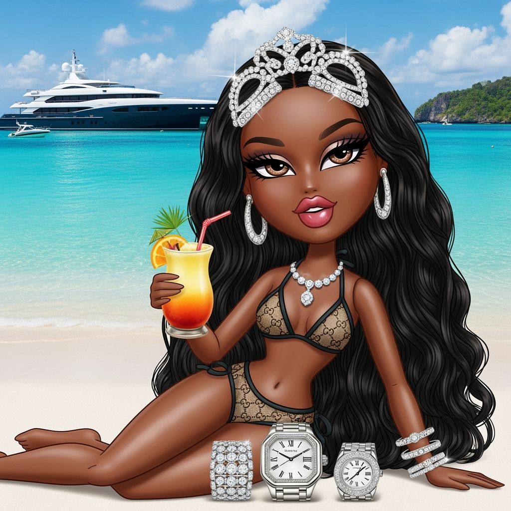 Cartoon Bratz Doll in Jamaica as Matte Painting