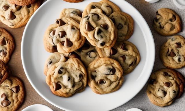 Delicious Chocolate Chip Cookies on White Plate