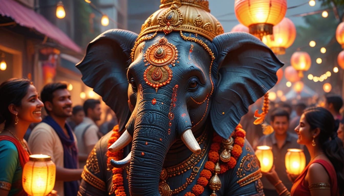 Ganesh Chaturthi Festival: Vibrant Indian Street Celebration