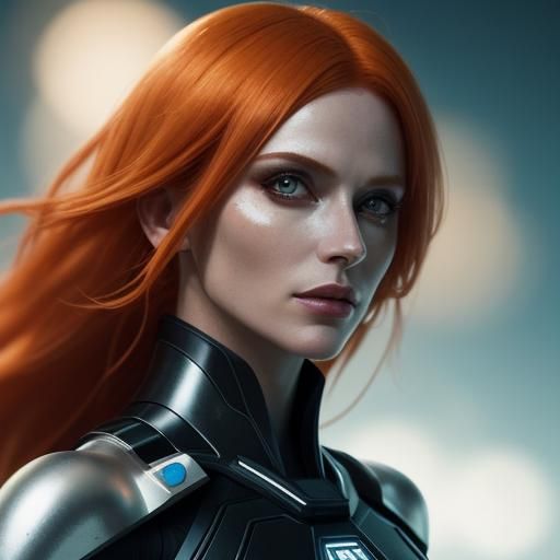 Futuristic Sci-Fi Portrait of Woman with Orange Hair