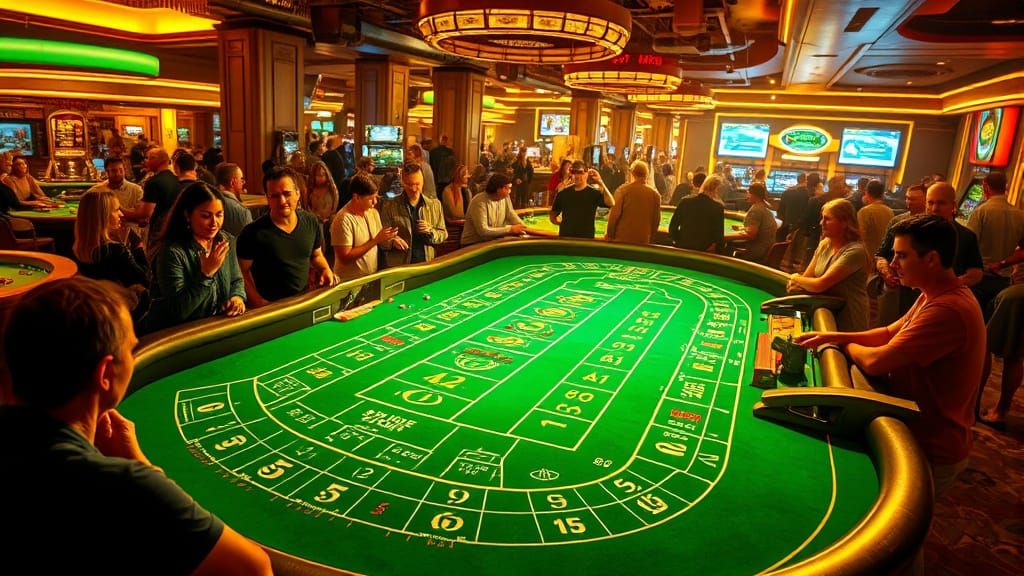 Futuristic Casino Craps Table in Neon-Lit Splendor