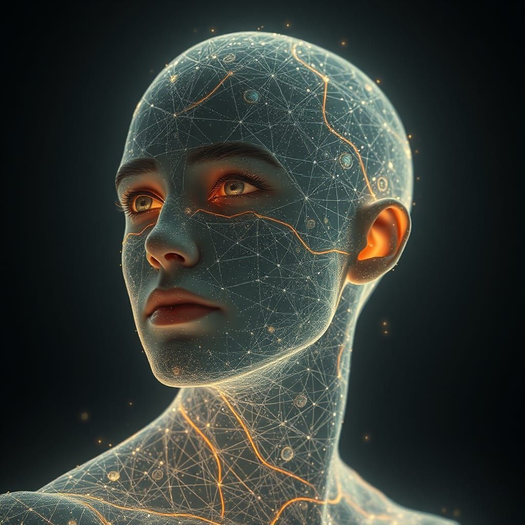 Ethereal Stardust Man Portrait in Cosmic Style