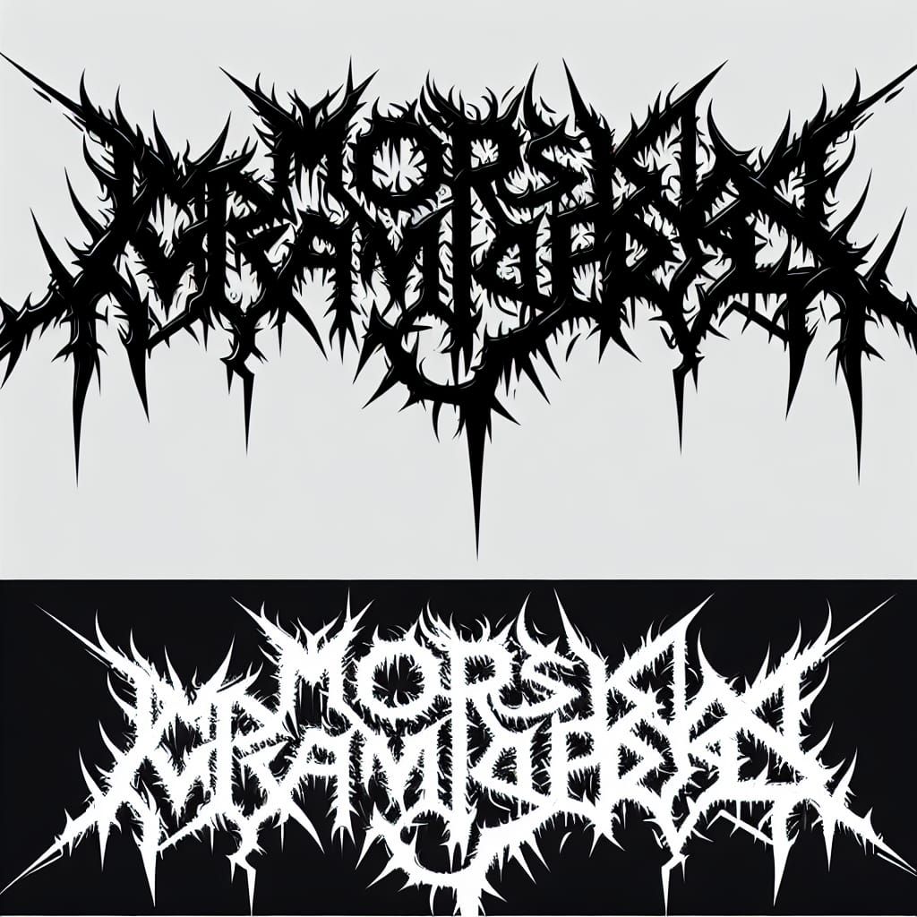 Intricate Black Metal Logo with MORS GRIMALORA Text