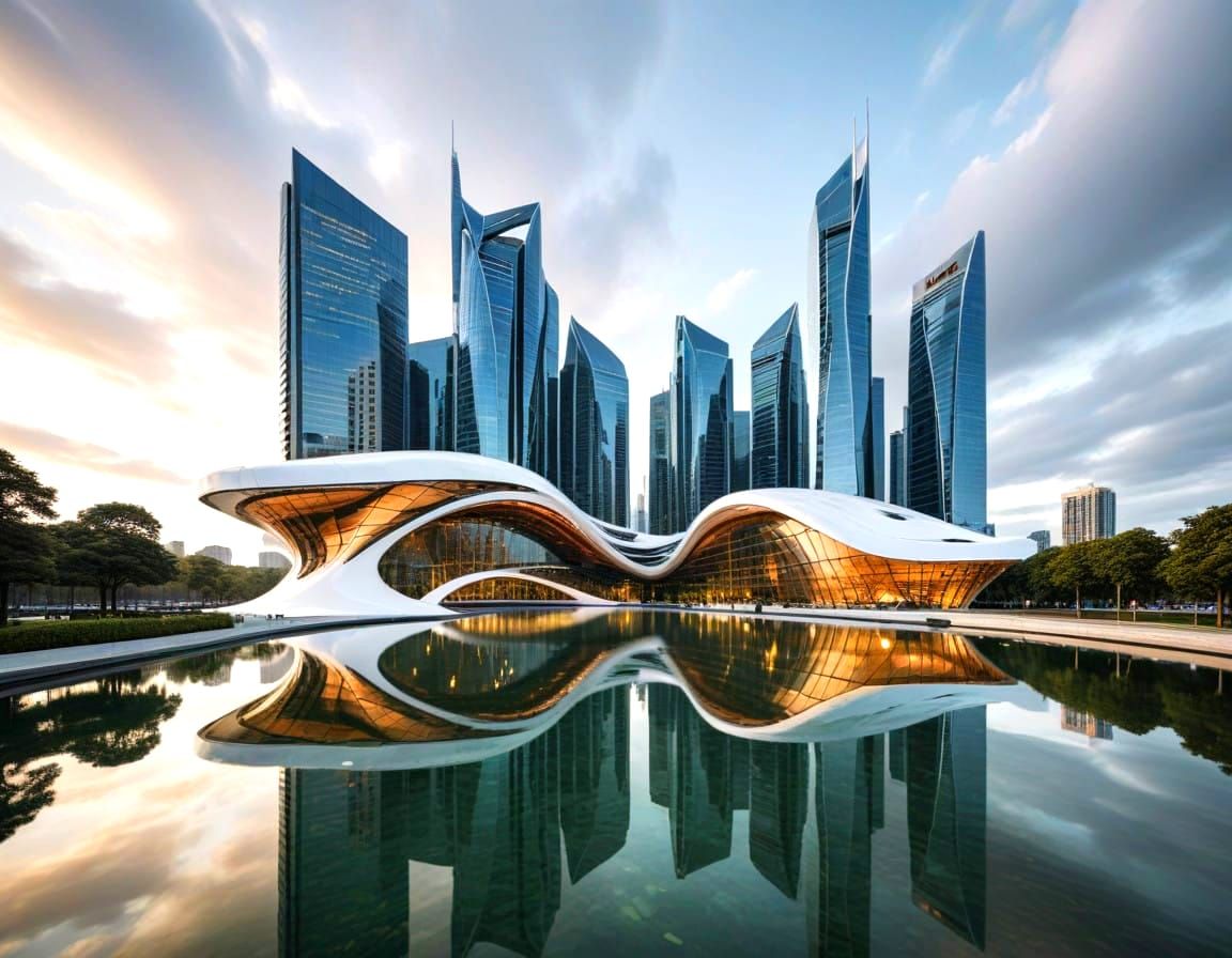 Stunning Wave-Like Architecture Dominates Futuristic Citysca...
