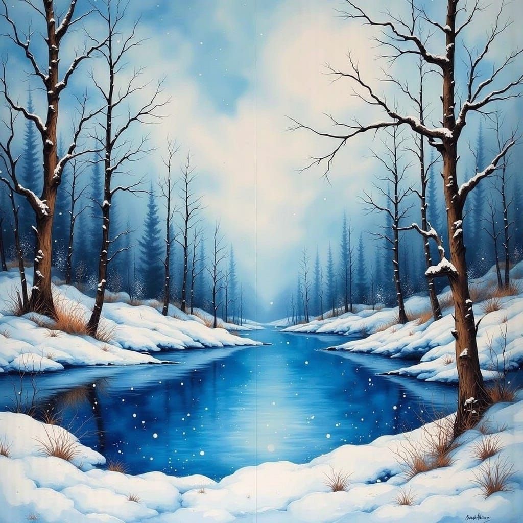 Winter Wonderland in Vibrant Watercolor
