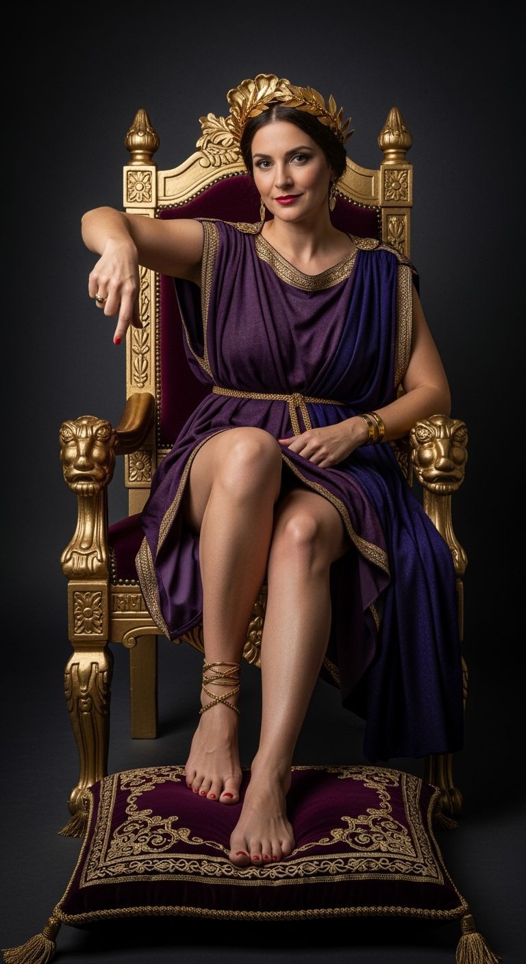 Roman Empress on Gold Throne in Portrait Style