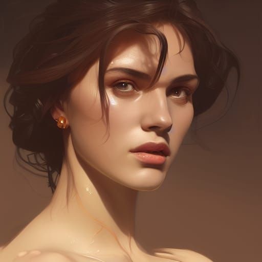 Detailed Portrait of Greek Woman in Art Nouveau Style