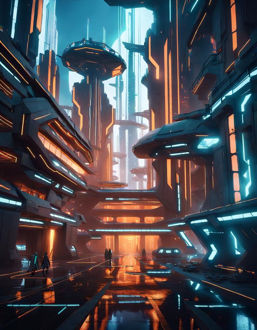 Futuristic Buildings in Science Fiction Style