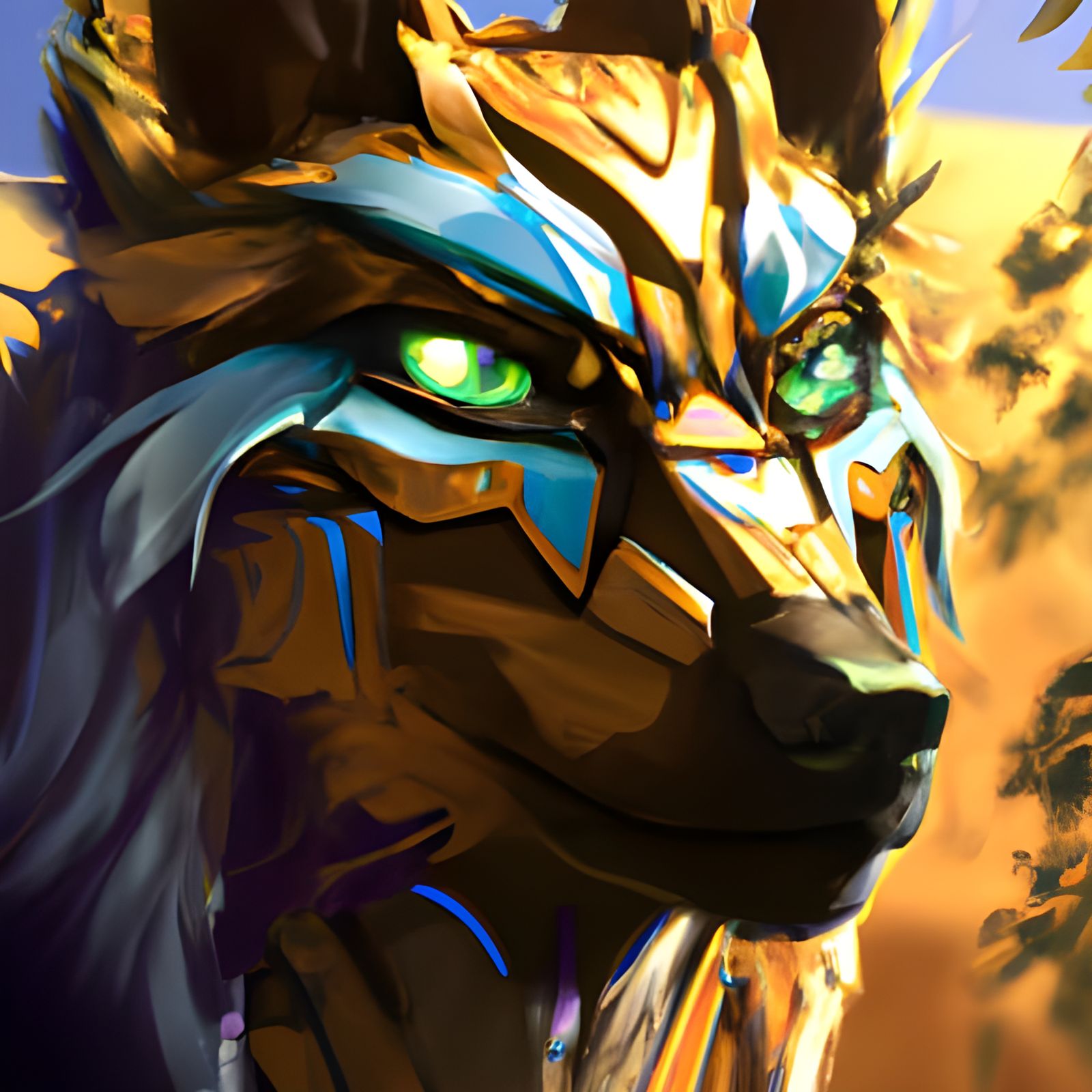 Hyperdetailed Protogen Wolf Portrait in 8k Resolution
