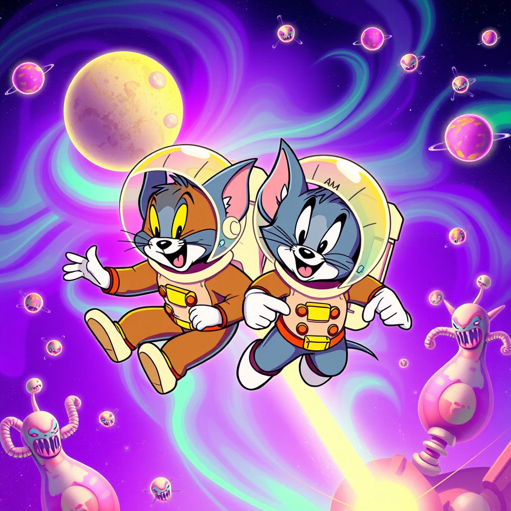Tom and Jerry's Retro-Futuristic Space Adventure