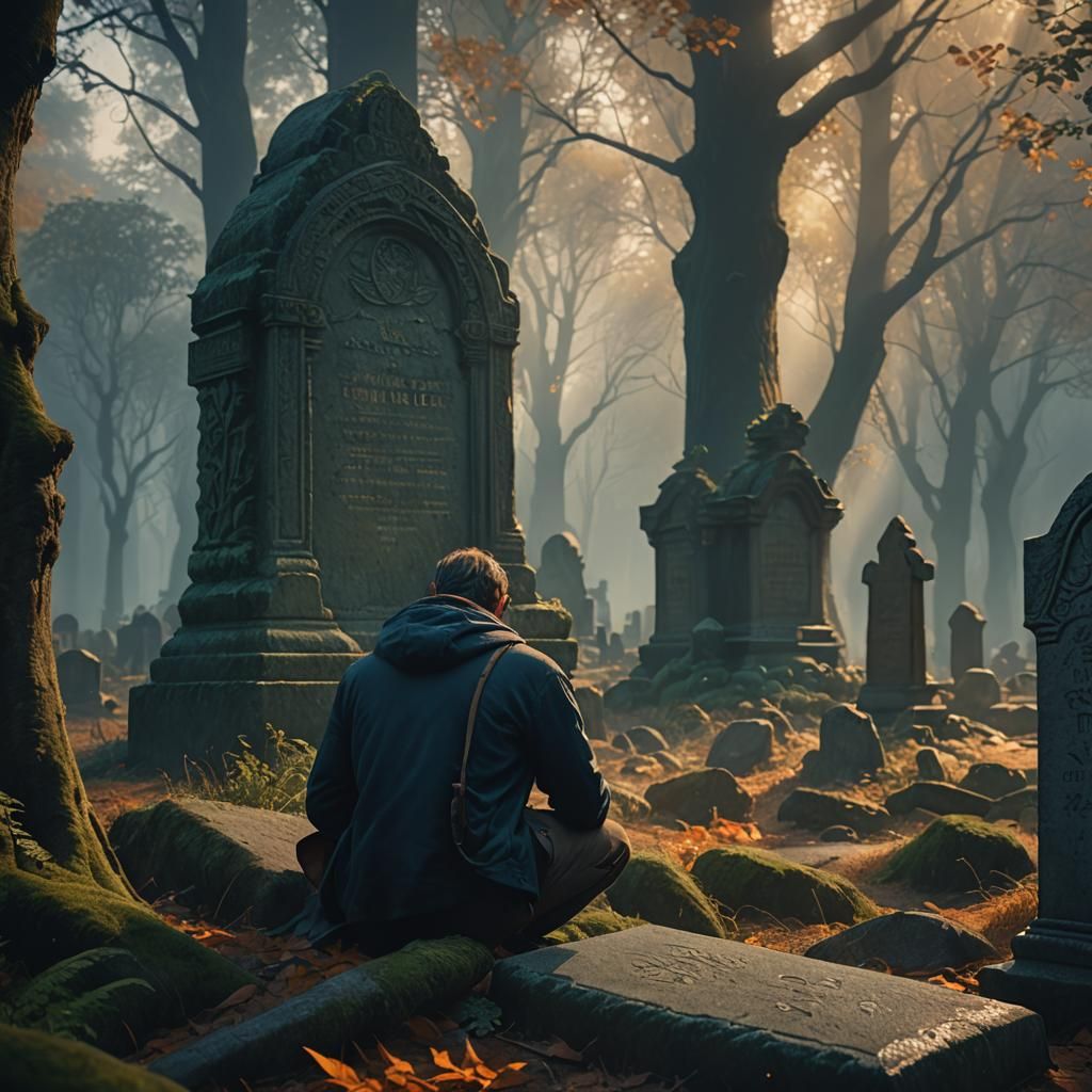 Sorrow in Mystical Forest: Fantasy Realism Scene