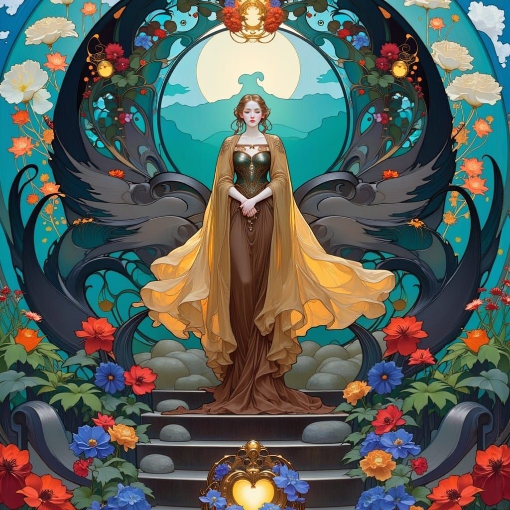 Elegant Art Nouveau Design with Flowing Lines