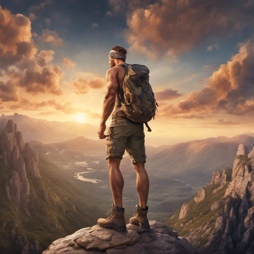 Mountain Sunset View: Fantasy Concept Art