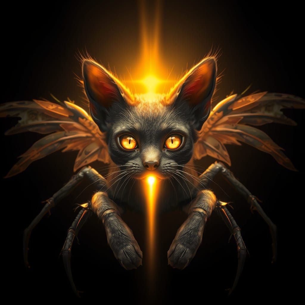 Dark Fantasy Hybrid with Spider Legs, Wings, and Laser Eyes