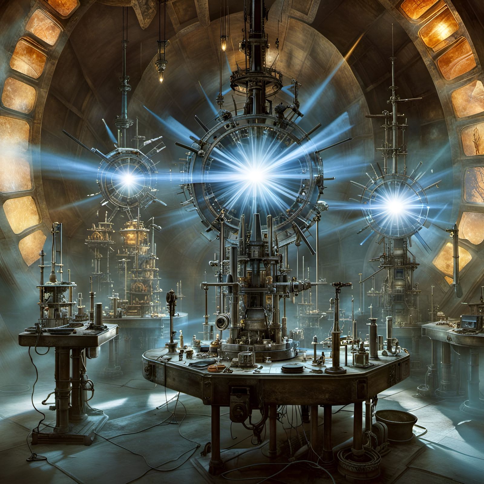 Surreal Science Lab with God Rays