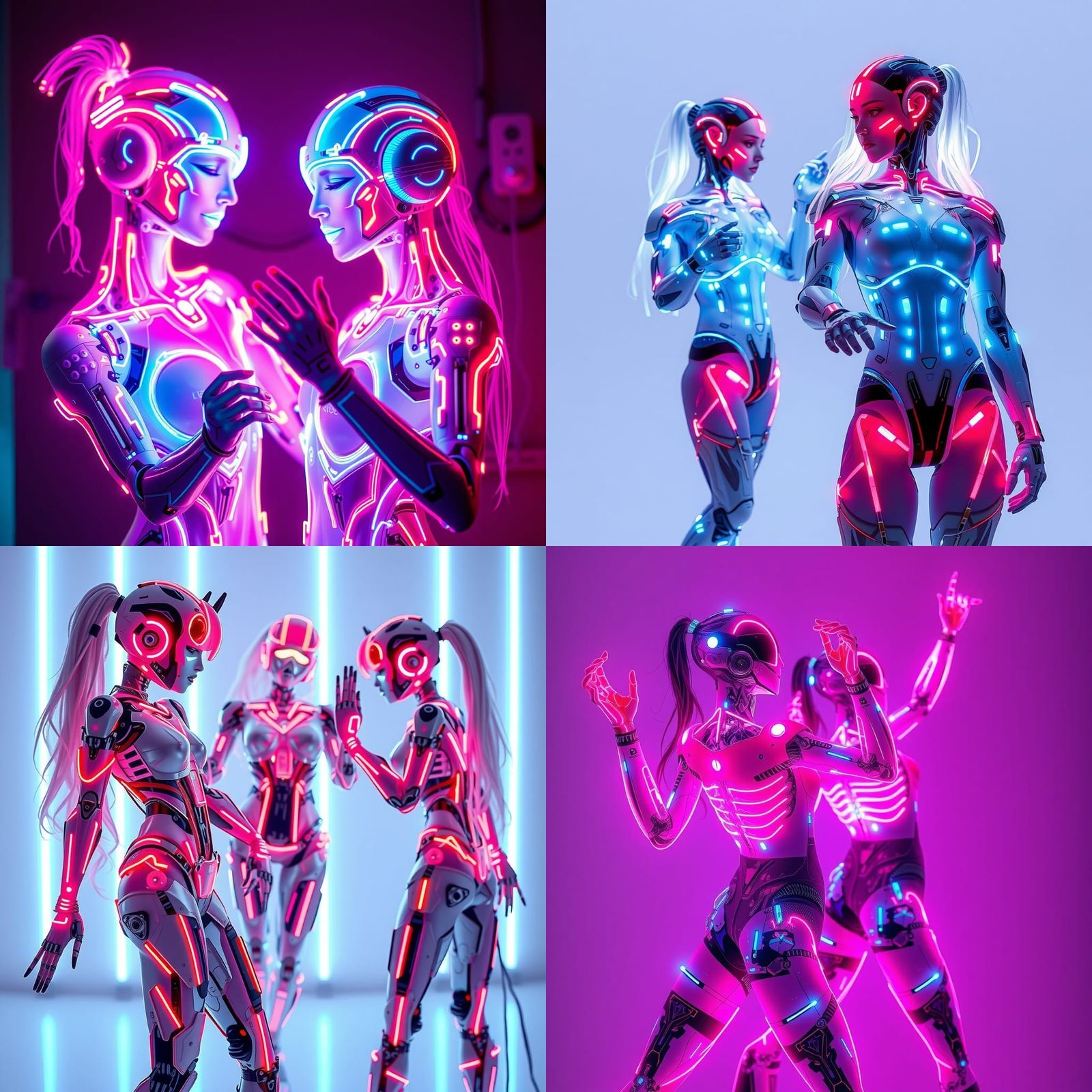 Neon Cyborg Dancers in Sci-Fi Style