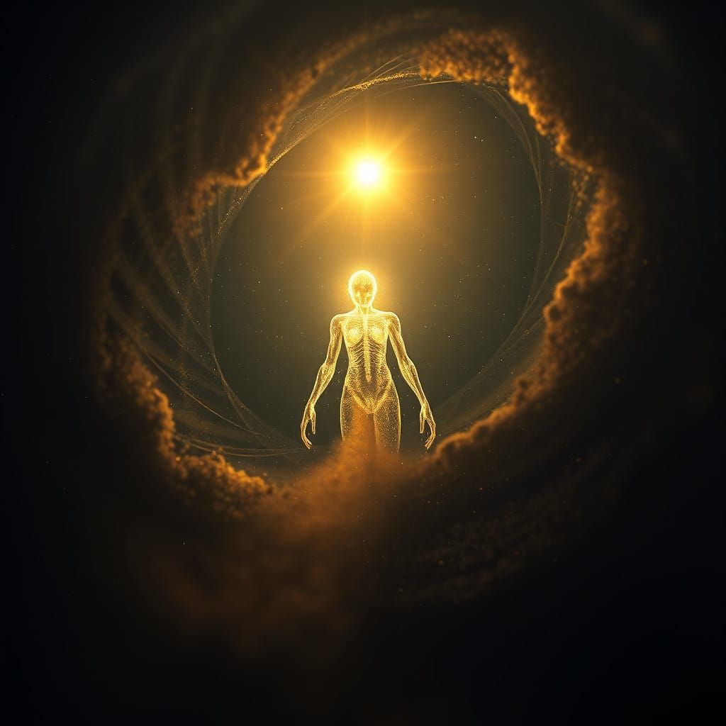 A Glimmering Entity Emerges from the Cosmic Vortex in Golden...