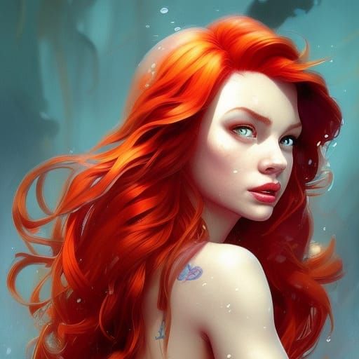 Ariel: Hyperdetailed Portrait in Art Nouveau Style