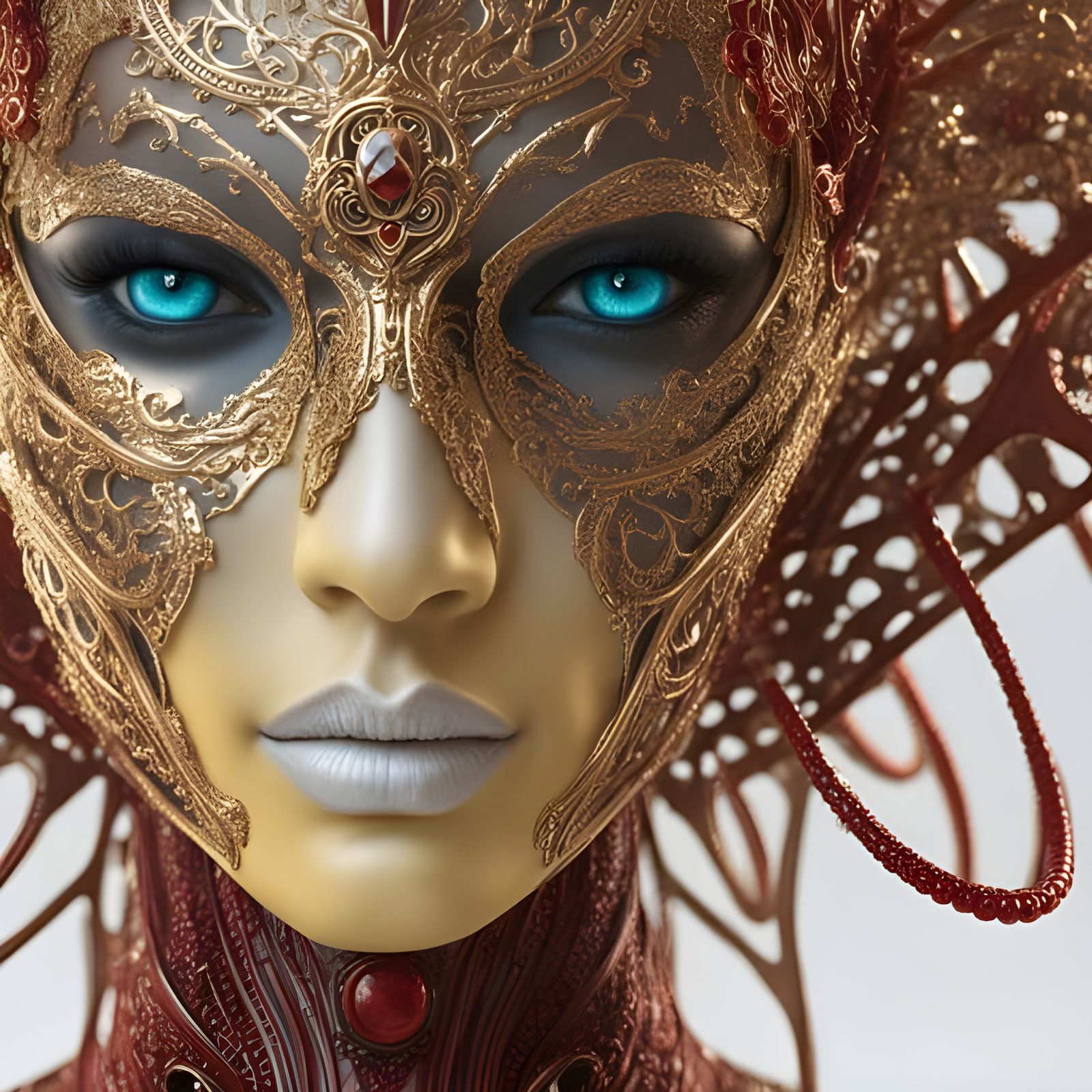 Porcelain Alien Vampire with Intricate Skin Patterns