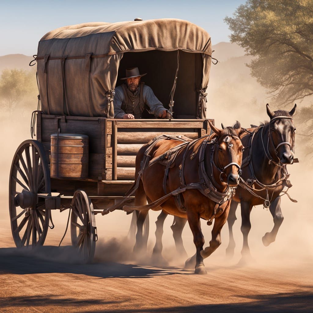 Dusty Chuck Wagon on Cattle Drive, Frederick Remington Style