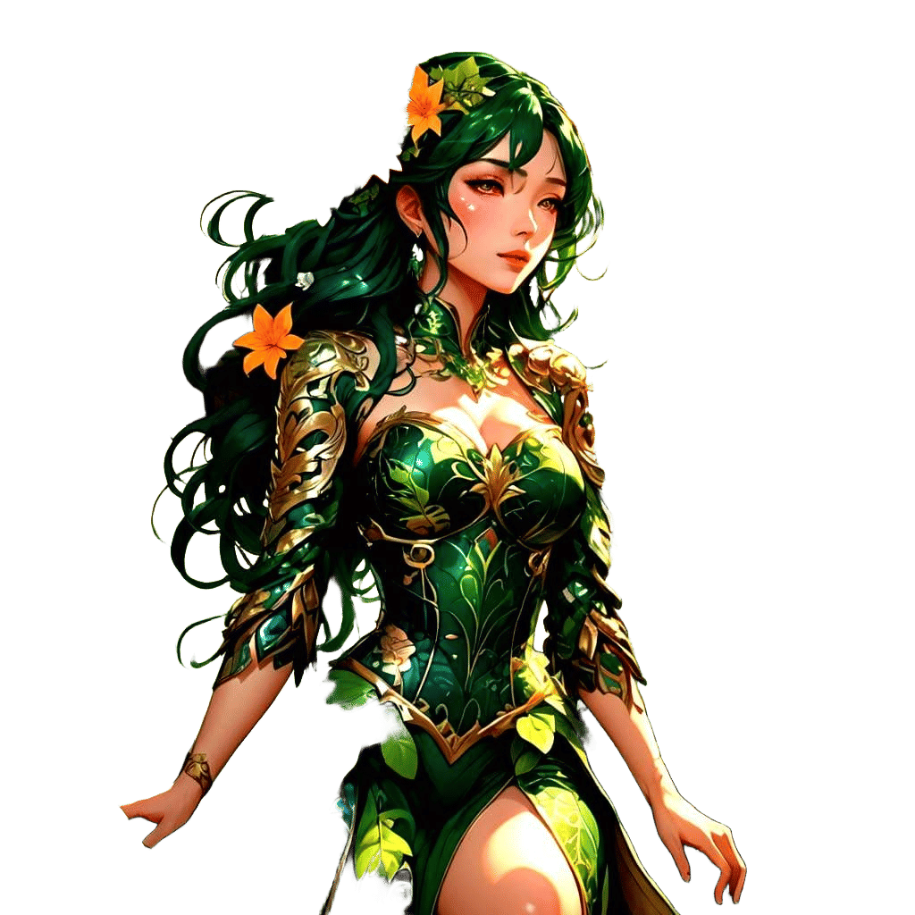 Sensual Anime Woman in Detailed Jungle Setting