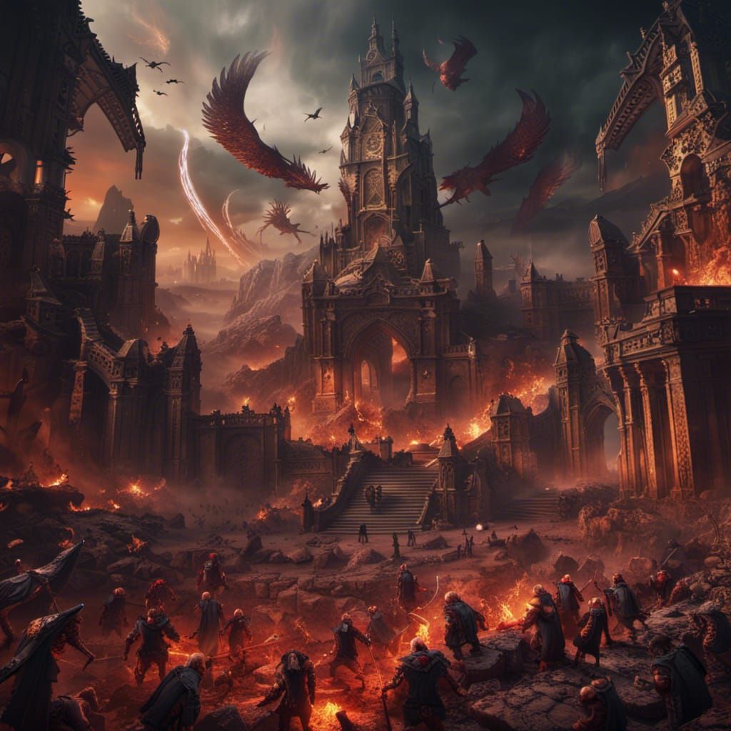Heaven and Hell Confrontation in Detailed Matte Painting