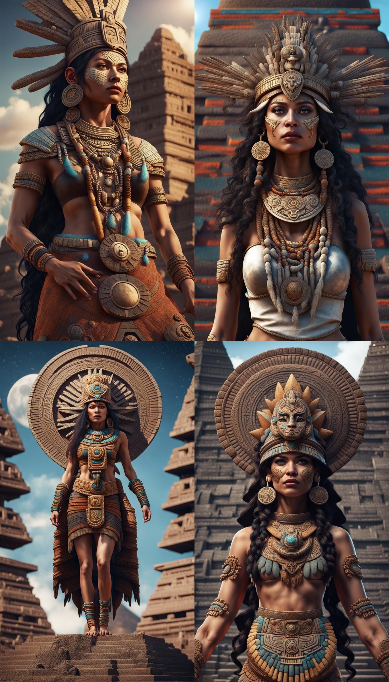 Coyolxauhqui: Aztec Moon Goddess in 3D Rendering