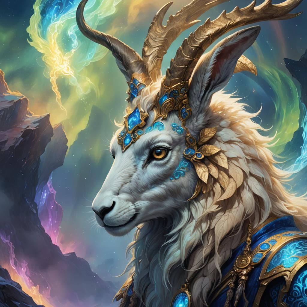 Enchanted Rabbit Portrait with Aurora Borealis Backdrop