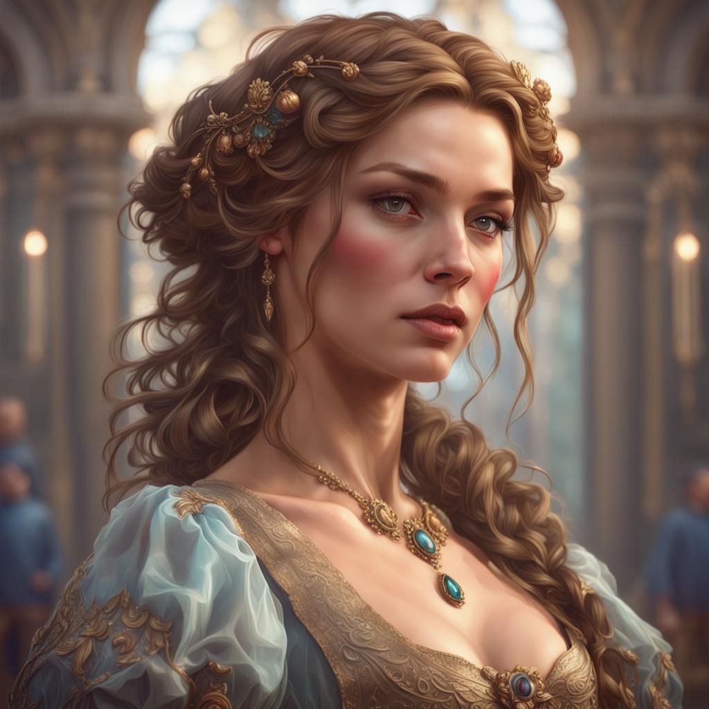Renaissance Girl Portrait in Dynamic Lighting
