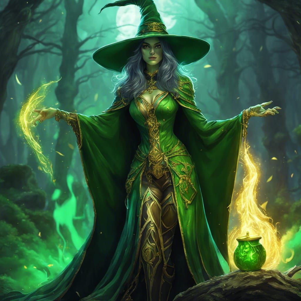 Morgana the Witch in Dark Fantasy Style