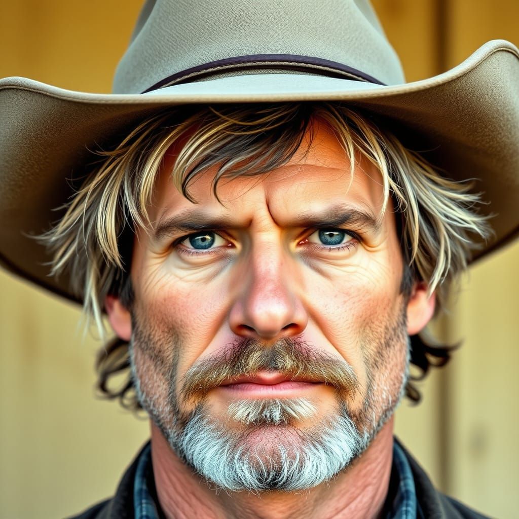 Tough Cowboy with Intense Blue Eyes