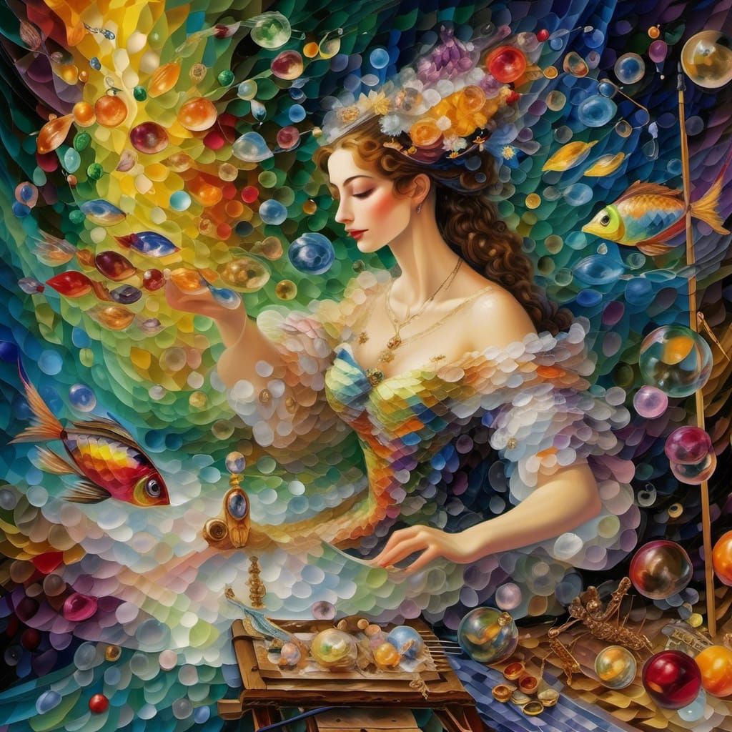 Countess Inspects Bubble Glider in Surrealist Style