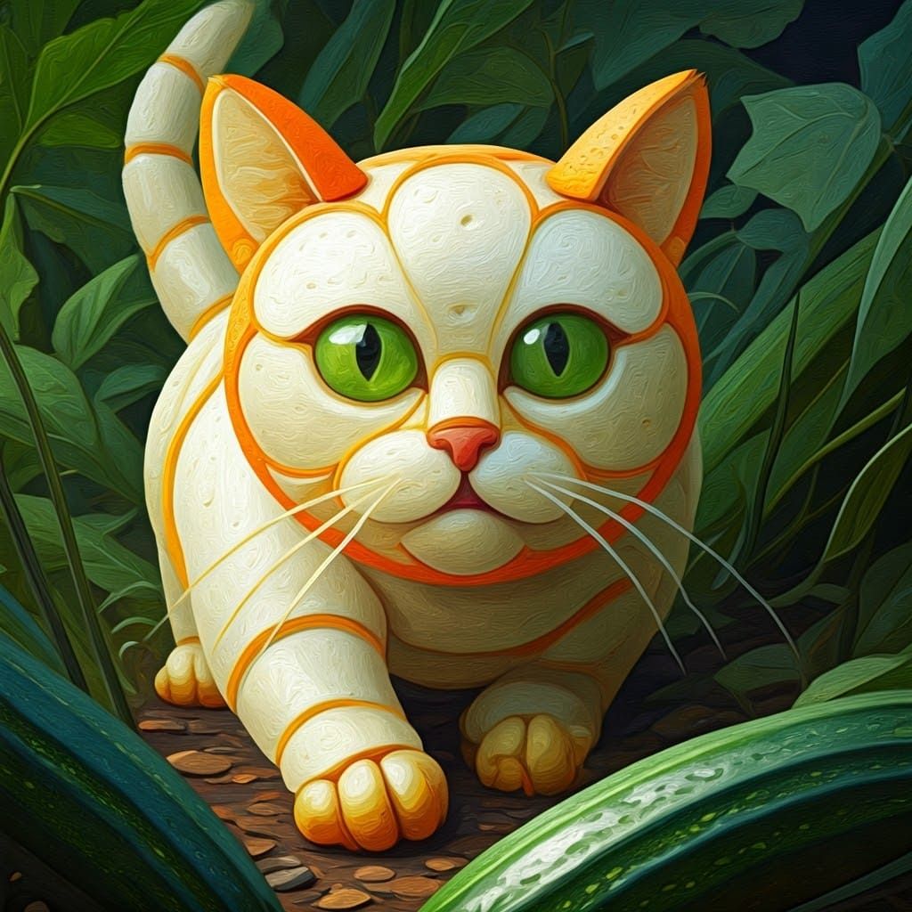 Fruit Cat in Neo-Expressionist Oil Painting Style