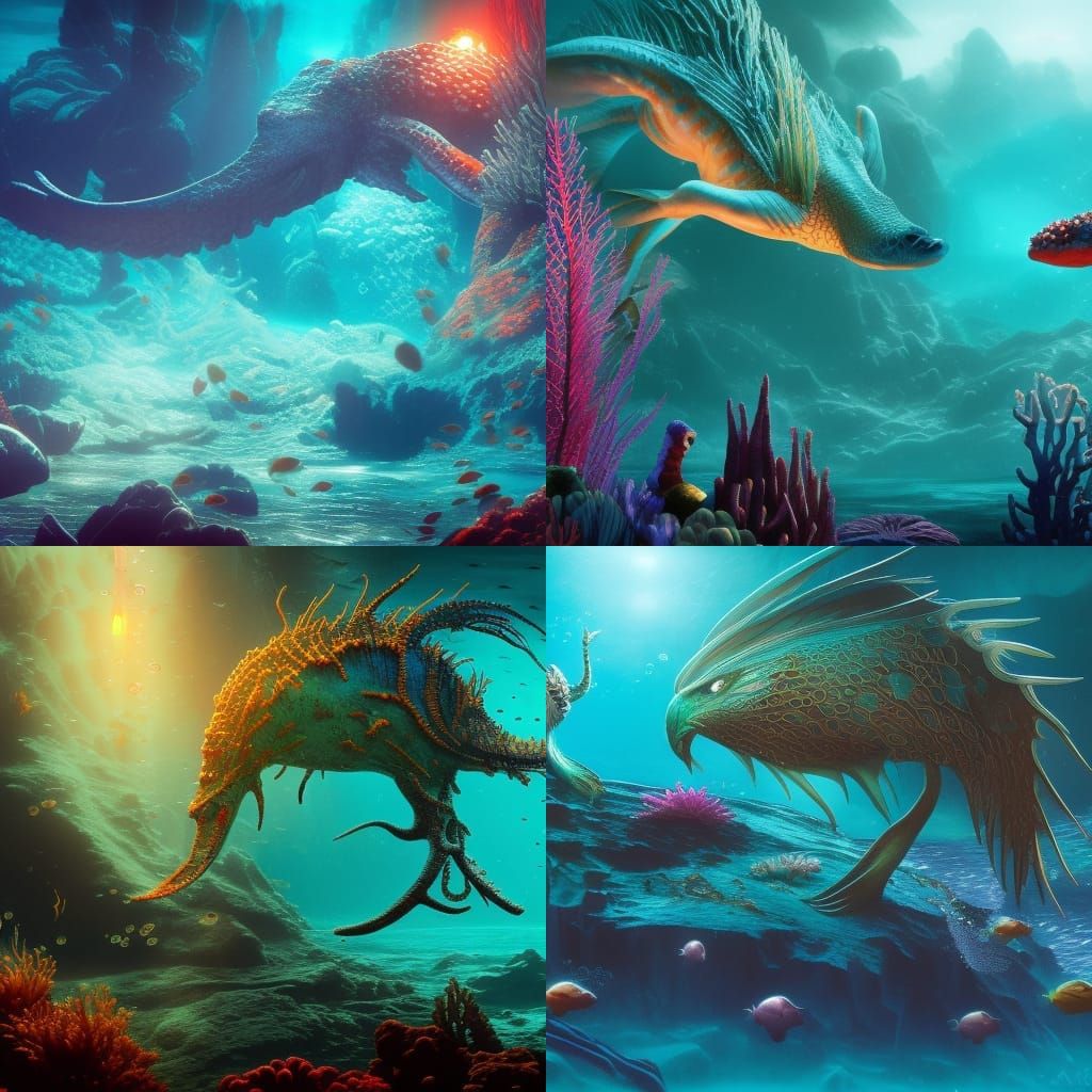 Underwater Fantastic Beasts in a Coral Reef