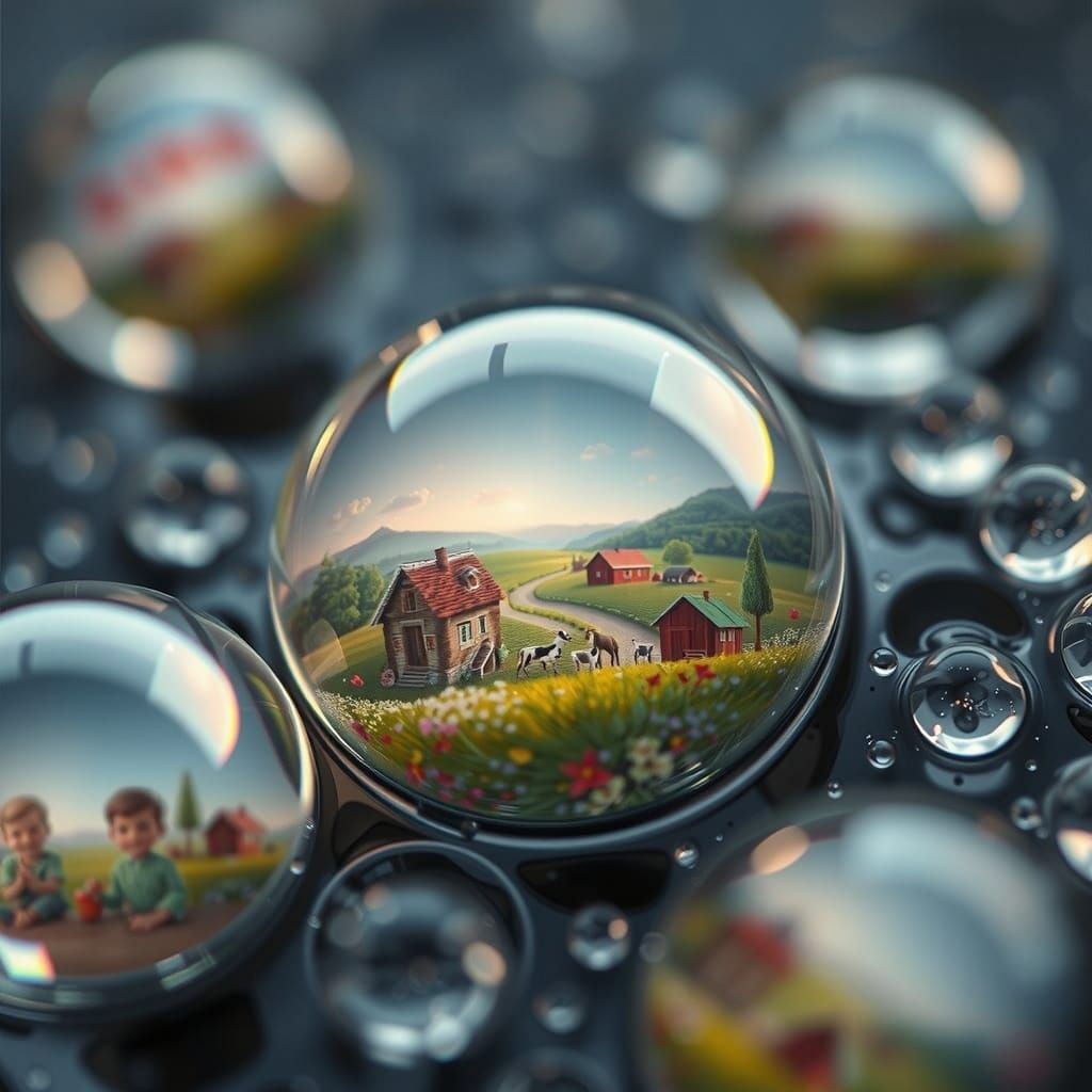 Whimsical Water Droplet Windows to Miniature Worlds